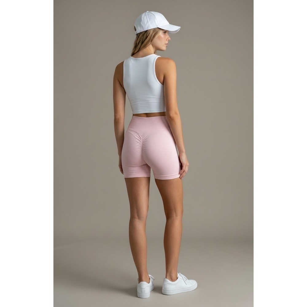 NEW Pink Seamless Scrunch Butt Athletic Shorts Medium High Waisted  Activewear